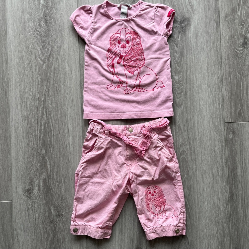 Disney’s Lady & The Tramp matching shirt and pants set girls size 2-3